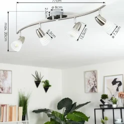 hofstein Plafonnier Chapod Nickel mat, 4 lumières