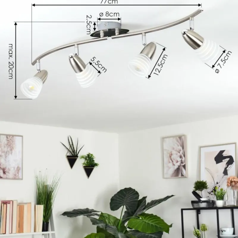 hofstein Plafonnier Chapod Nickel mat, 4 lumières