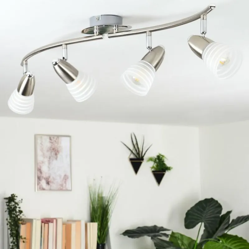 hofstein Plafonnier Chapod Nickel mat, 4 lumières