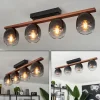 Suspension Verre Fumé-hofstein Plafonnier Chauplane Bois foncé, Noir, 4 lumières
