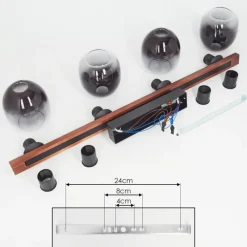 Suspension Verre Fumé-hofstein Plafonnier Chauplane Bois foncé, Noir, 4 lumières