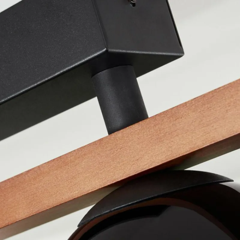 Suspension Verre Fumé-hofstein Plafonnier Chauplane Bois foncé, Noir, 4 lumières