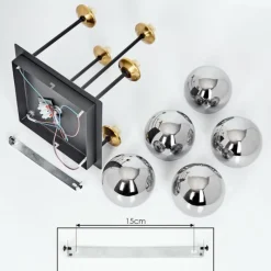 Suspension Verre Fumé-hofstein Plafonnier Chehalis Laiton, Noir, 5 lumières