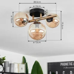 hofstein Plafonnier Chehalis LED Laiton, Noir, 3 lumières