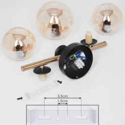 hofstein Plafonnier Chehalis LED Laiton, Noir, 3 lumières