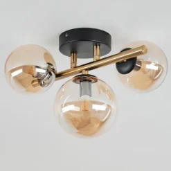 hofstein Plafonnier Chehalis LED Laiton, Noir, 3 lumières