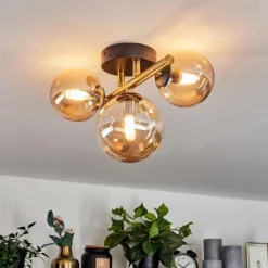 hofstein Plafonnier Chehalis LED Laiton, Noir, 3 lumières