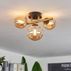 hofstein Plafonnier Chehalis LED Laiton, Noir, 3 lumières