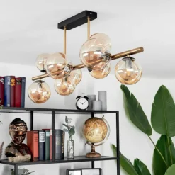 hofstein Plafonnier Chehalis LED Laiton, Noir, 9 lumières