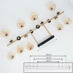 hofstein Plafonnier Chehalis LED Laiton, Noir, 9 lumières