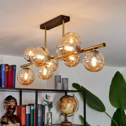 hofstein Plafonnier Chehalis LED Laiton, Noir, 9 lumières