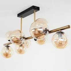 hofstein Plafonnier Chehalis LED Laiton, Noir, 9 lumières