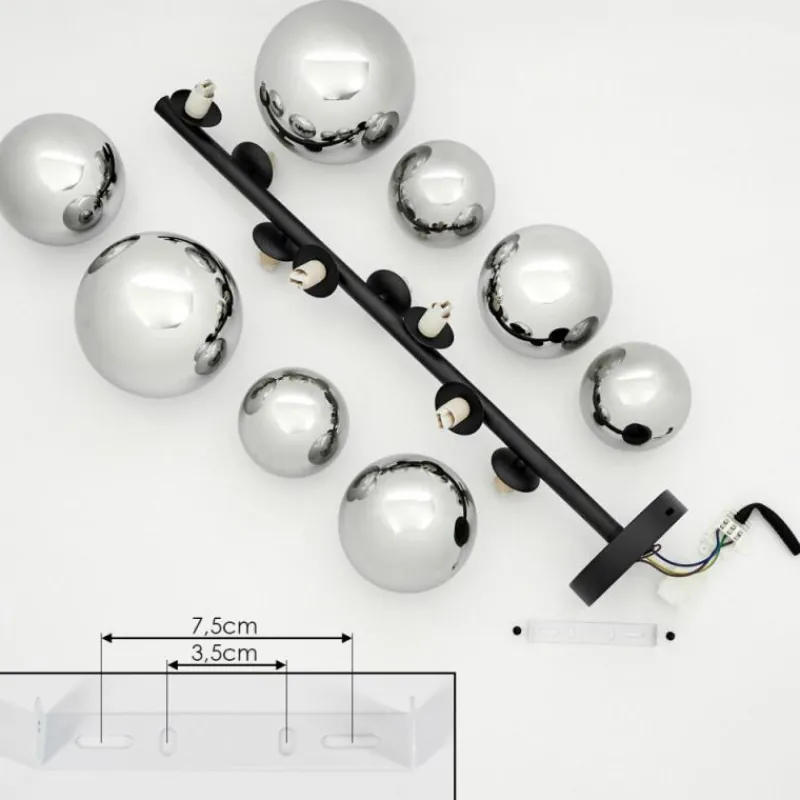 Suspension Verre Fumé-hofstein Plafonnier Chehalis Noir, 8 lumières