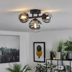 Suspension Verre Fumé-hofstein Plafonnier Chehalis Noir, 3 lumières