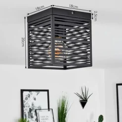 Lampes Industrielles-hofstein Plafonnier Cire Noir, 1 lumière