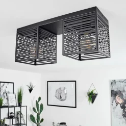 Lampes Industrielles-hofstein Plafonnier Cire Noir, 2 lumières