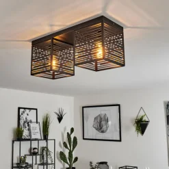 Lampes Industrielles-hofstein Plafonnier Cire Noir, 2 lumières