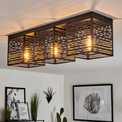 Lampes Industrielles-hofstein Plafonnier Cire Noir, 3 lumières