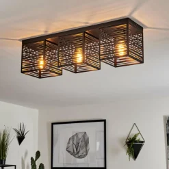 Lampes Industrielles-hofstein Plafonnier Cire Noir, 3 lumières