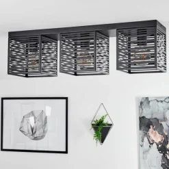 Lampes Industrielles-hofstein Plafonnier Cire Noir, 3 lumières