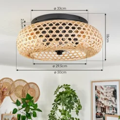 hofstein Plafonnier 50 cm Bauro Noir, 4 lumières, Télécommandes