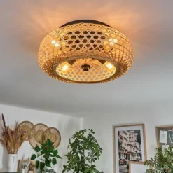 hofstein Plafonnier 50 cm Bauro Noir, 4 lumières, Télécommandes