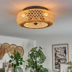 hofstein Plafonnier 50 cm Bauro Noir, 4 lumières, Télécommandes