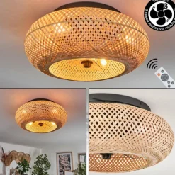 hofstein Plafonnier 50 cm Bauro Noir, 4 lumières, Télécommandes