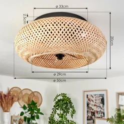 hofstein Plafonnier 50 cm Bauro Noir, 4 lumières, Télécommandes