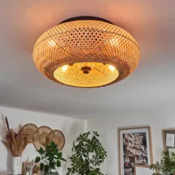 hofstein Plafonnier 50 cm Bauro Noir, 4 lumières, Télécommandes