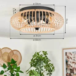 hofstein Plafonnier 50 cm Oravi Noir, 4 lumières, Télécommandes