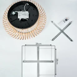 hofstein Plafonnier 50 cm Oravi Noir, 4 lumières, Télécommandes