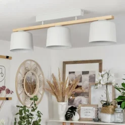 Luminaires Scandinaves-hofstein Plafonnier Combarbala Gris, Bois clair, 3 lumières