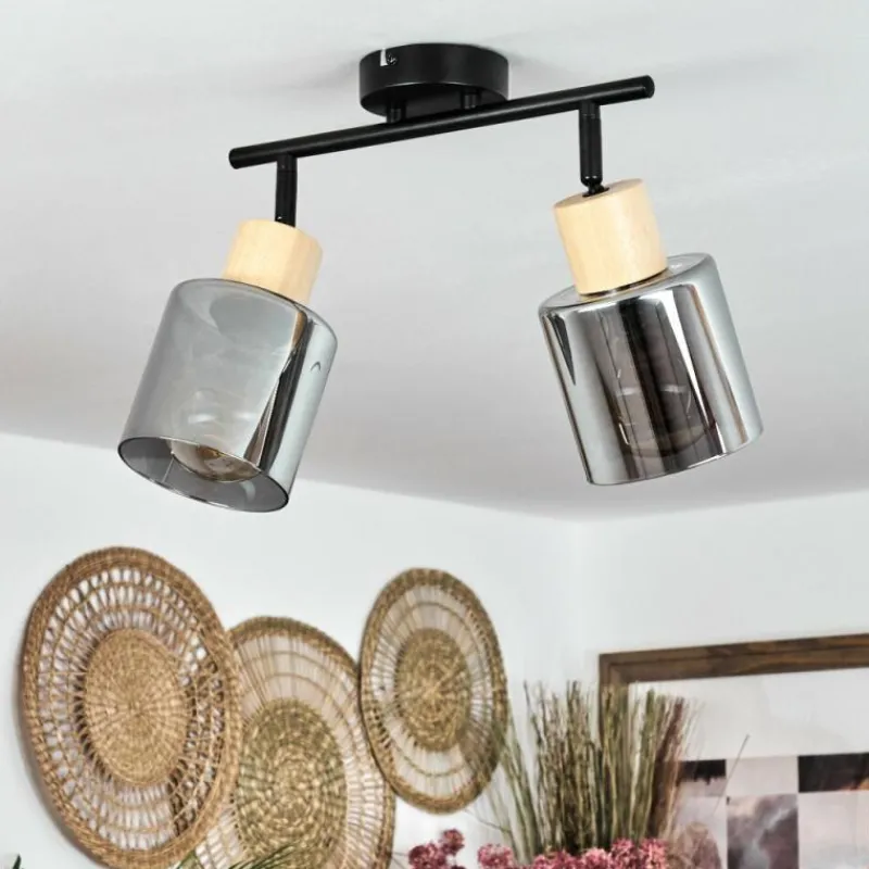 Luminaires Scandinaves-hofstein Plafonnier Covelas Écru, Noir, 2 lumières