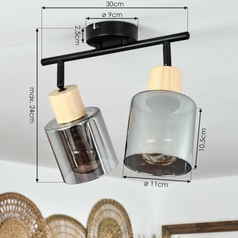 Luminaires Scandinaves-hofstein Plafonnier Covelas Écru, Noir, 2 lumières