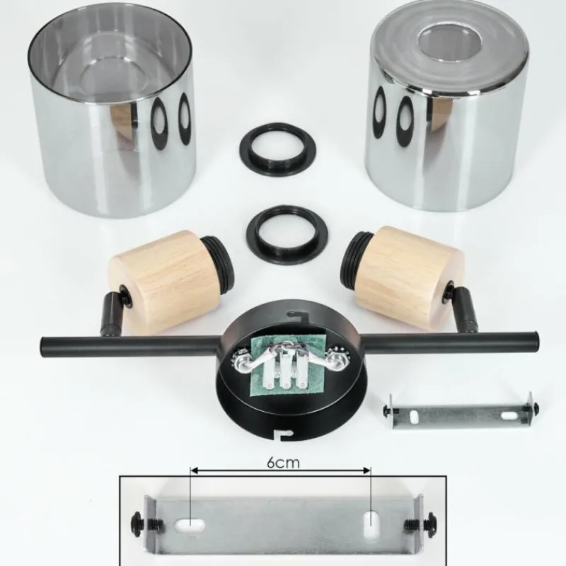 Luminaires Scandinaves-hofstein Plafonnier Covelas Écru, Noir, 2 lumières