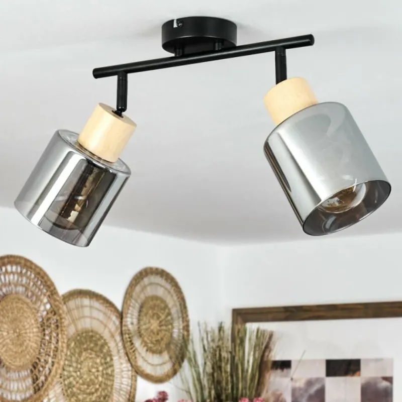 Luminaires Scandinaves-hofstein Plafonnier Covelas Écru, Noir, 2 lumières