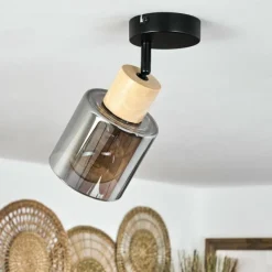 Luminaires Scandinaves-hofstein Plafonnier Covelas Écru, Noir, 1 lumière