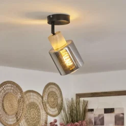 Luminaires Scandinaves-hofstein Plafonnier Covelas Écru, Noir, 1 lumière