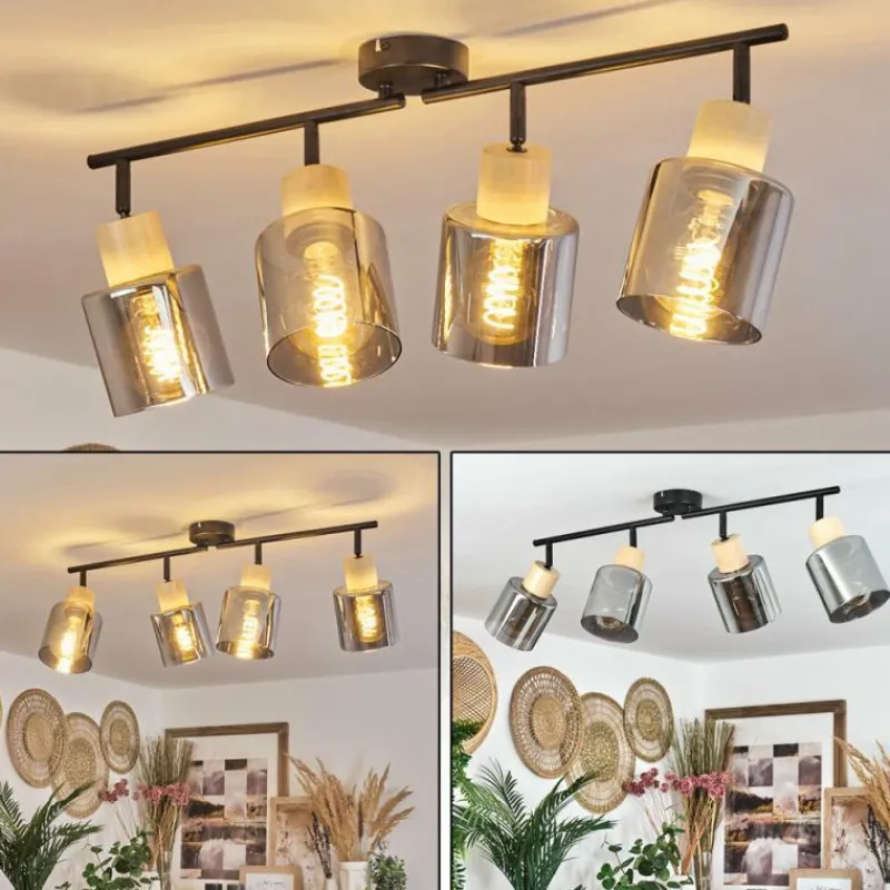 Luminaires Scandinaves-hofstein Plafonnier Covelas Écru, Noir, 4 lumières