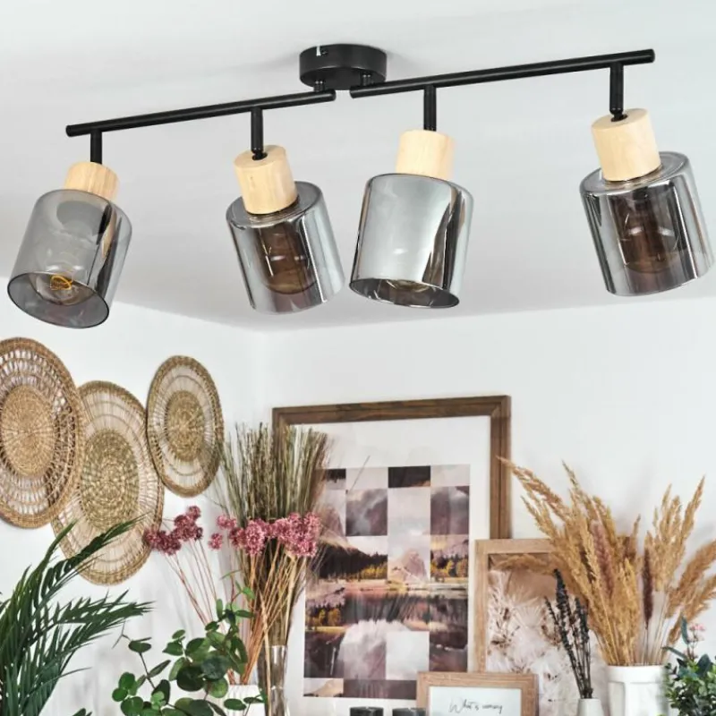 Luminaires Scandinaves-hofstein Plafonnier Covelas Écru, Noir, 4 lumières