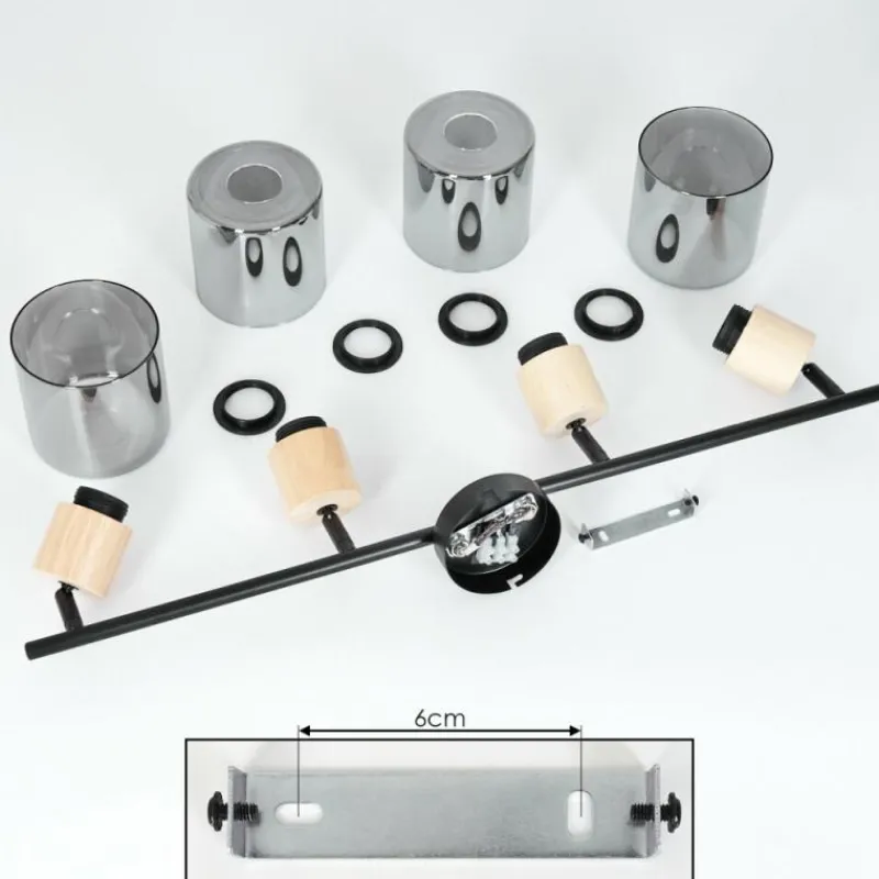 Luminaires Scandinaves-hofstein Plafonnier Covelas Écru, Noir, 4 lumières