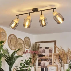 Luminaires Scandinaves-hofstein Plafonnier Covelas Écru, Noir, 4 lumières