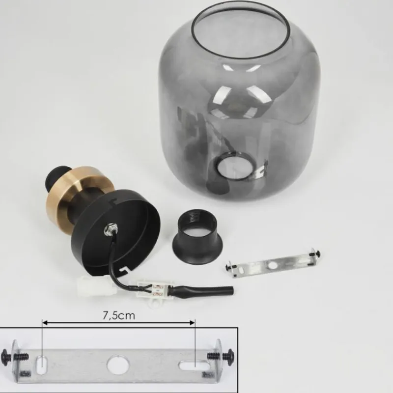 Suspension Verre Fumé-hofstein Plafonnier Curveira Bronze, Noir, 1 lumière