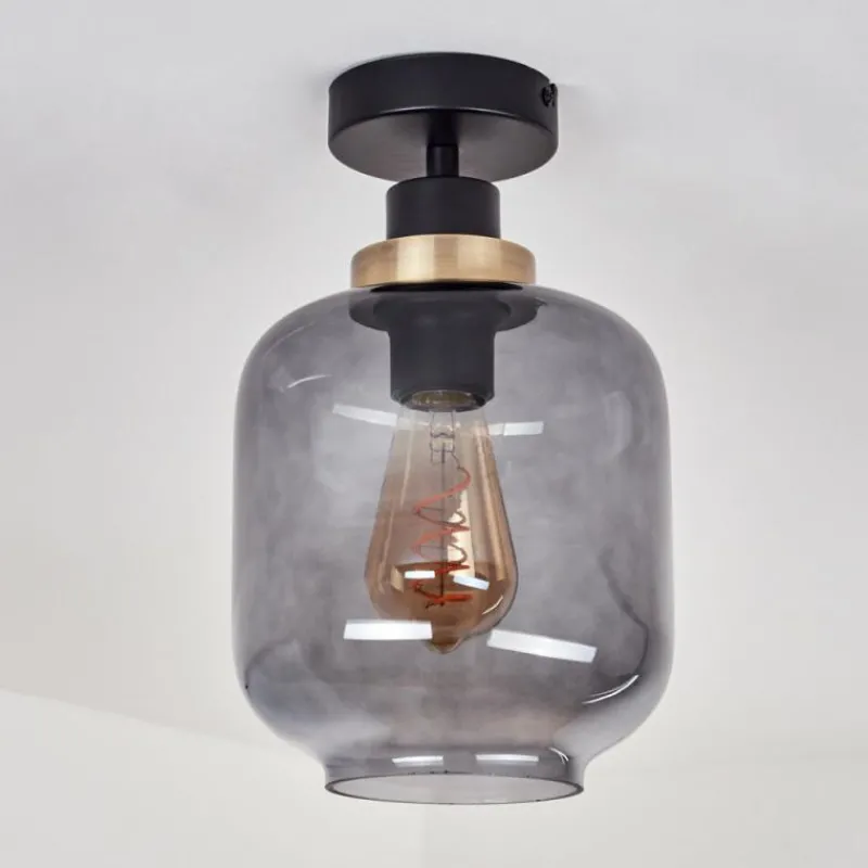 Suspension Verre Fumé-hofstein Plafonnier Curveira Bronze, Noir, 1 lumière