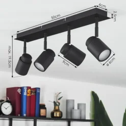 hofstein Plafonnier Douarnenez Noir, 4 lumières