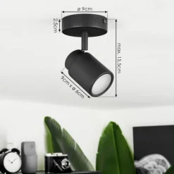 Luminaires Scandinaves-hofstein Plafonnier Douarnenez Noir, 1 lumière