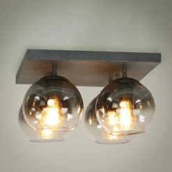 Suspension Verre Fumé-hofstein Plafonnier Eidanger Anthracite, 4 lumières