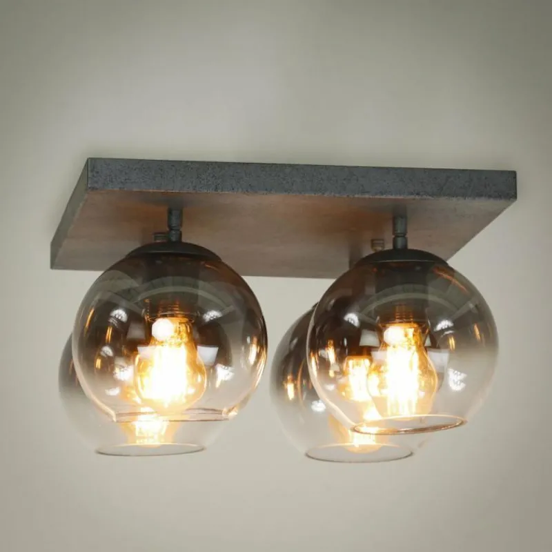 Suspension Verre Fumé-hofstein Plafonnier Eidanger Anthracite, 4 lumières