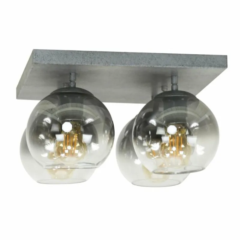 Suspension Verre Fumé-hofstein Plafonnier Eidanger Anthracite, 4 lumières